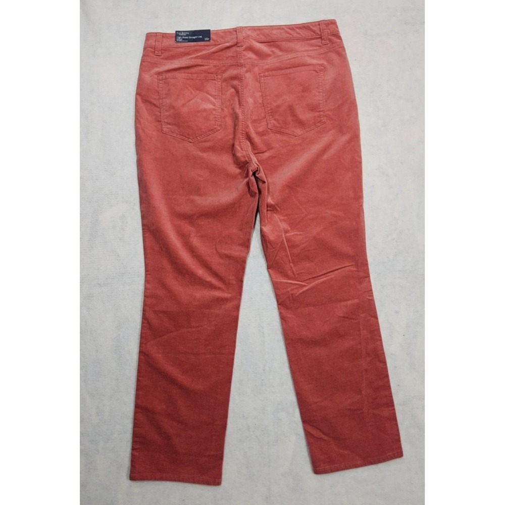 Talbots Corduroy Pants 16p NEW High Rise Waist Straight Leg‎ Coral Pink Stretch. - Picture 3 of 6